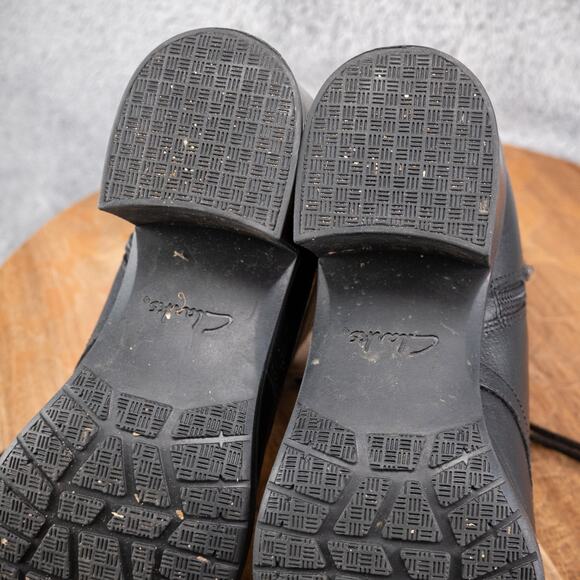 Clarks Womens Hollis Jasmine Boot Size 8 M Black Leather LaceUp Heel Lug Bootie - Picture 8 of 8